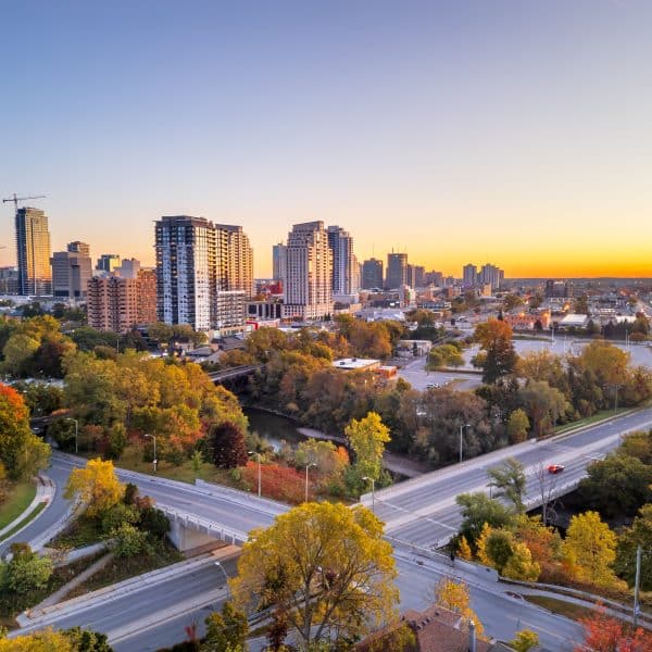London,,Ontario,,Canada,Cityscape,At,Dawn,In,Autumn.