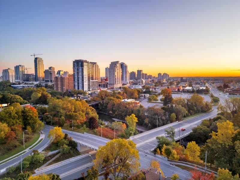 London,,Ontario,,Canada,Cityscape,At,Dawn,In,Autumn.